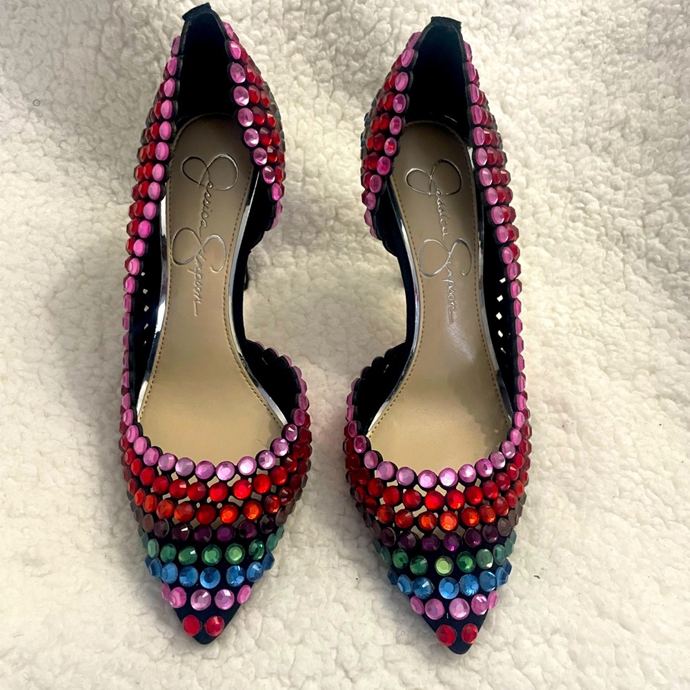 Multicolored Jessica Simpson 3 inch heels